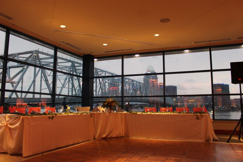 View of downtown Cincinnati from the Newport Aquarium's Riverside Room