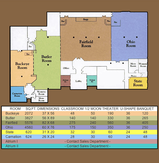 Floorplan and capacity of Receptions Event Center of Fairfield, OH